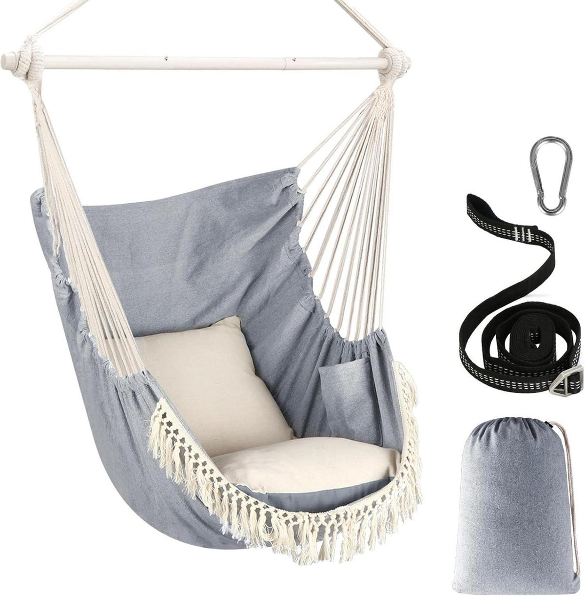 Hängesessel Stahl Spreizstange 500 Pfund 2 Kissen Macrame Stuhl