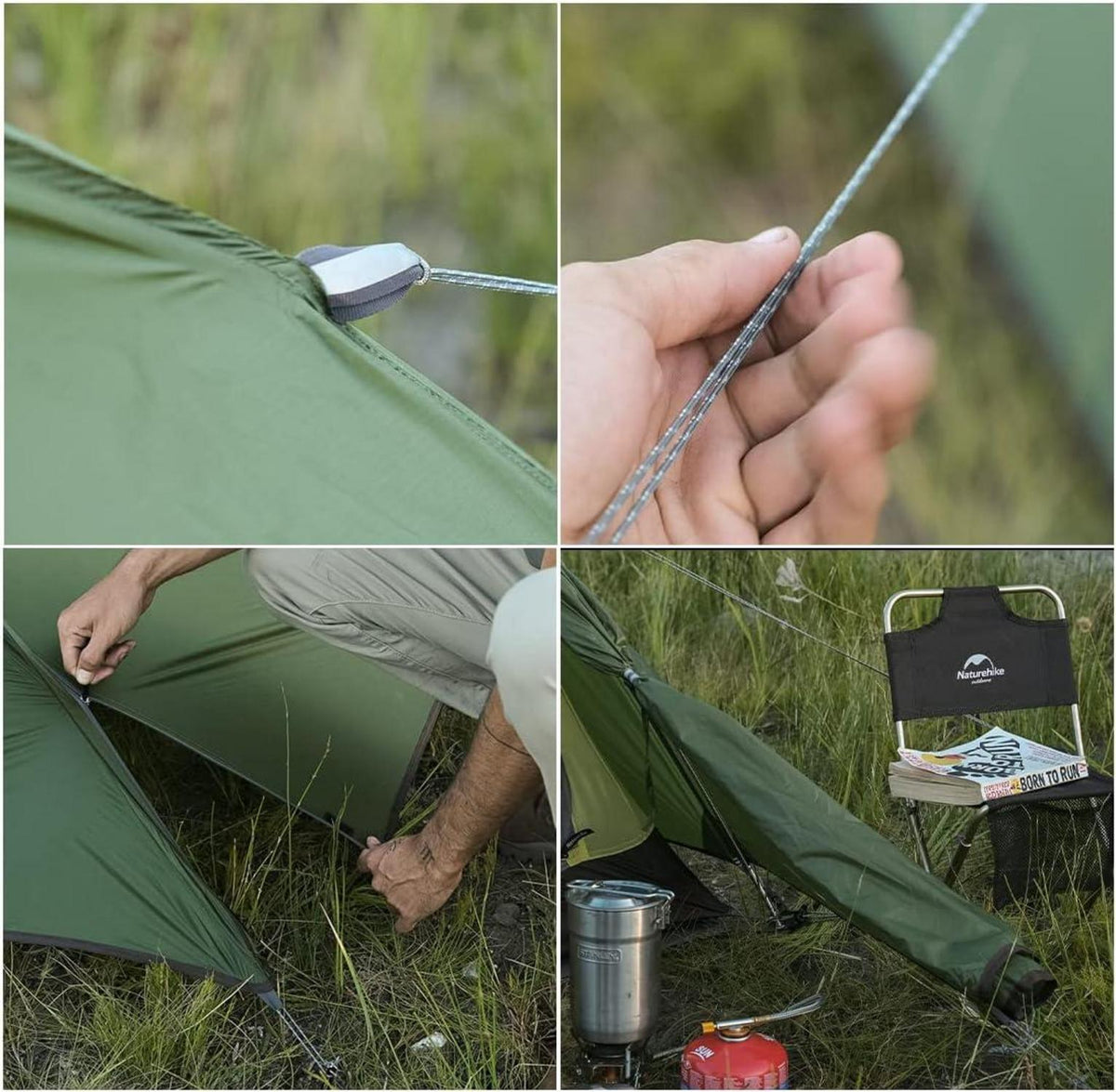 1 Person Leichtes Camping Wandern Kuppel Zelt, Waldgrün Upgrade 20D