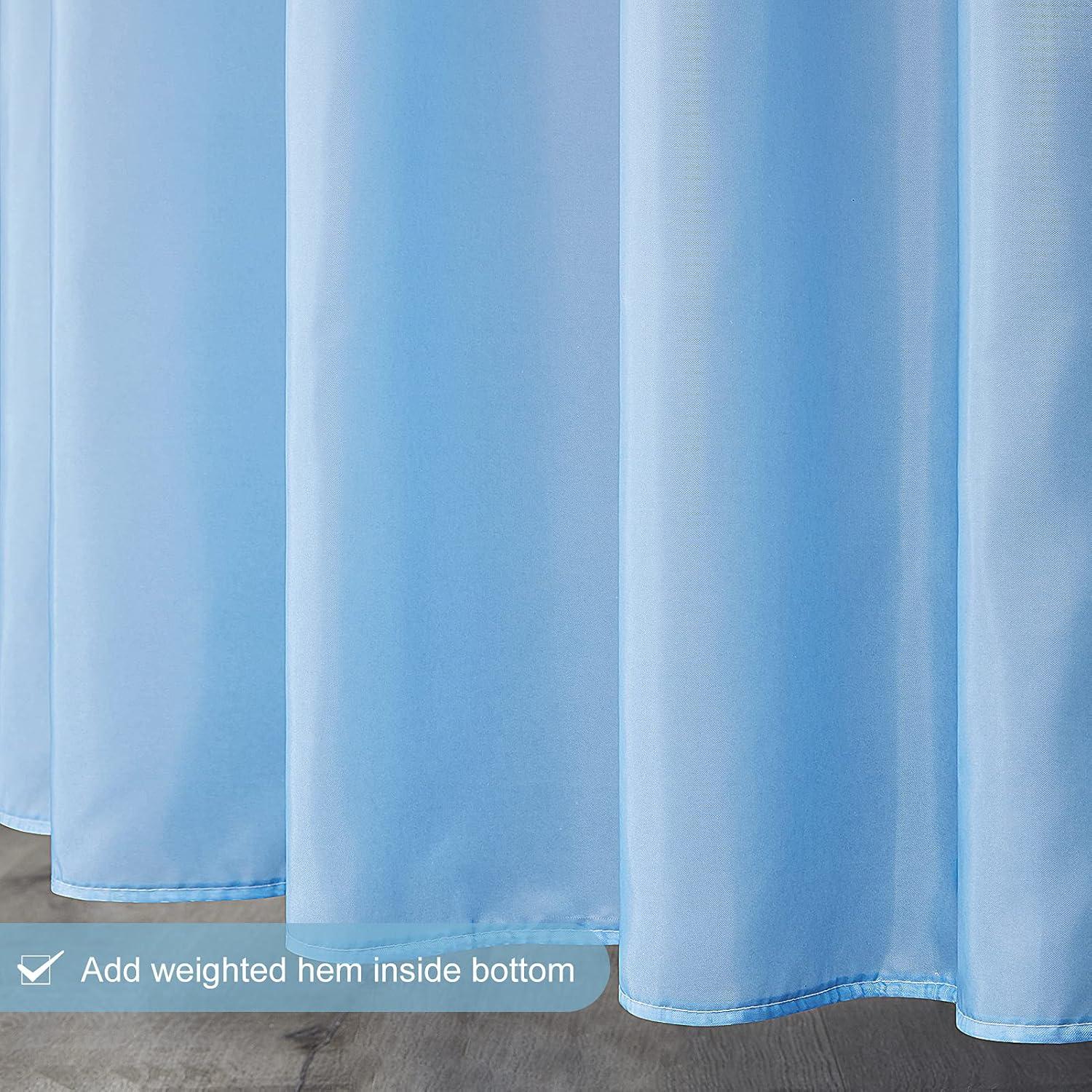 Schmaler Duschvorhang Wasserabweisend Blau 90x180 mit 6 Ringen