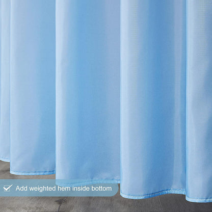 Schmaler Duschvorhang Wasserabweisend Blau 90x180 mit 6 Ringen