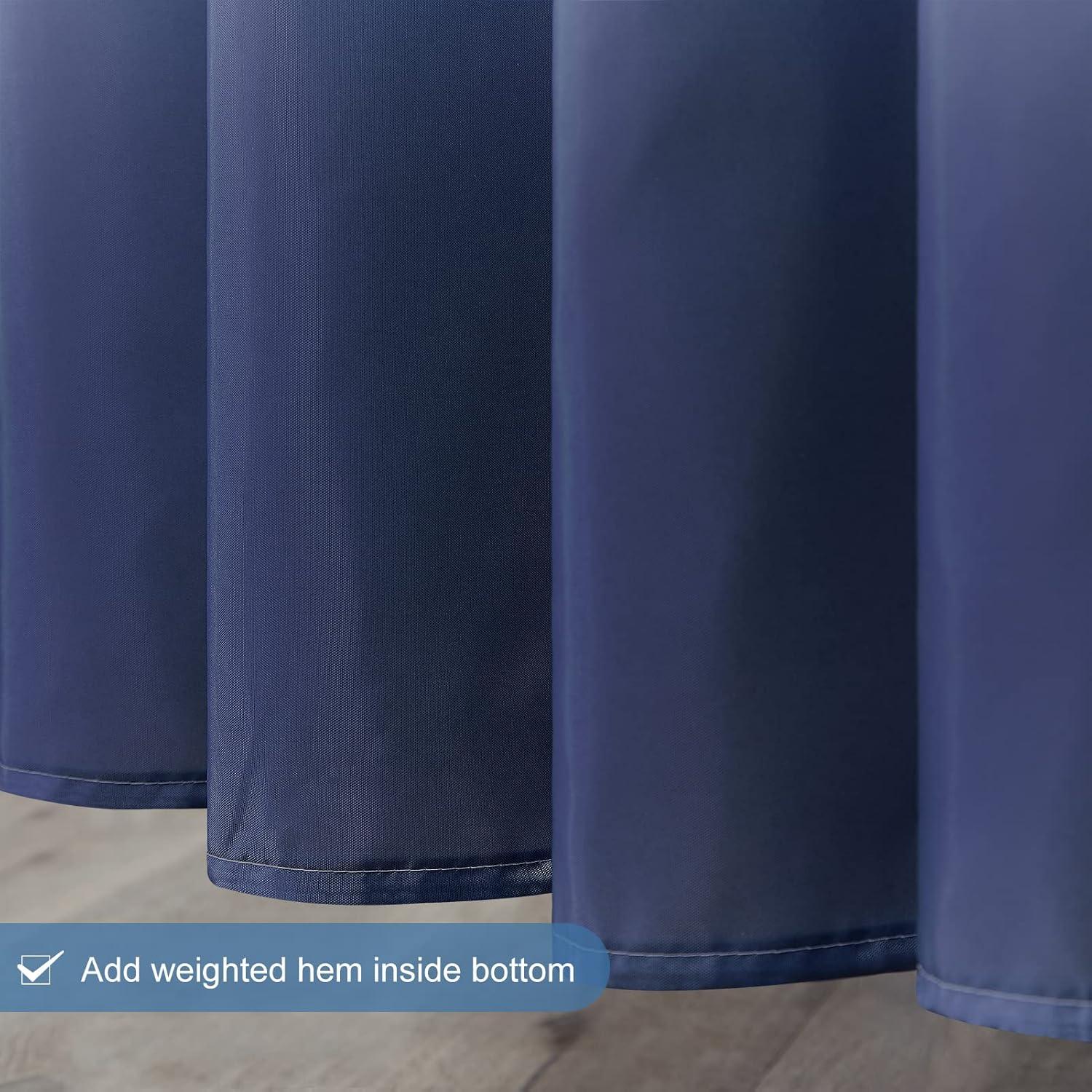 Duschvorhang Anti-schimmel Textil Wasserdicht 150x180cm Weiß/Dunkelblau