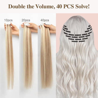 Echthaar Tape Extensions Schwarz 55 cm - 40 Stück Remy