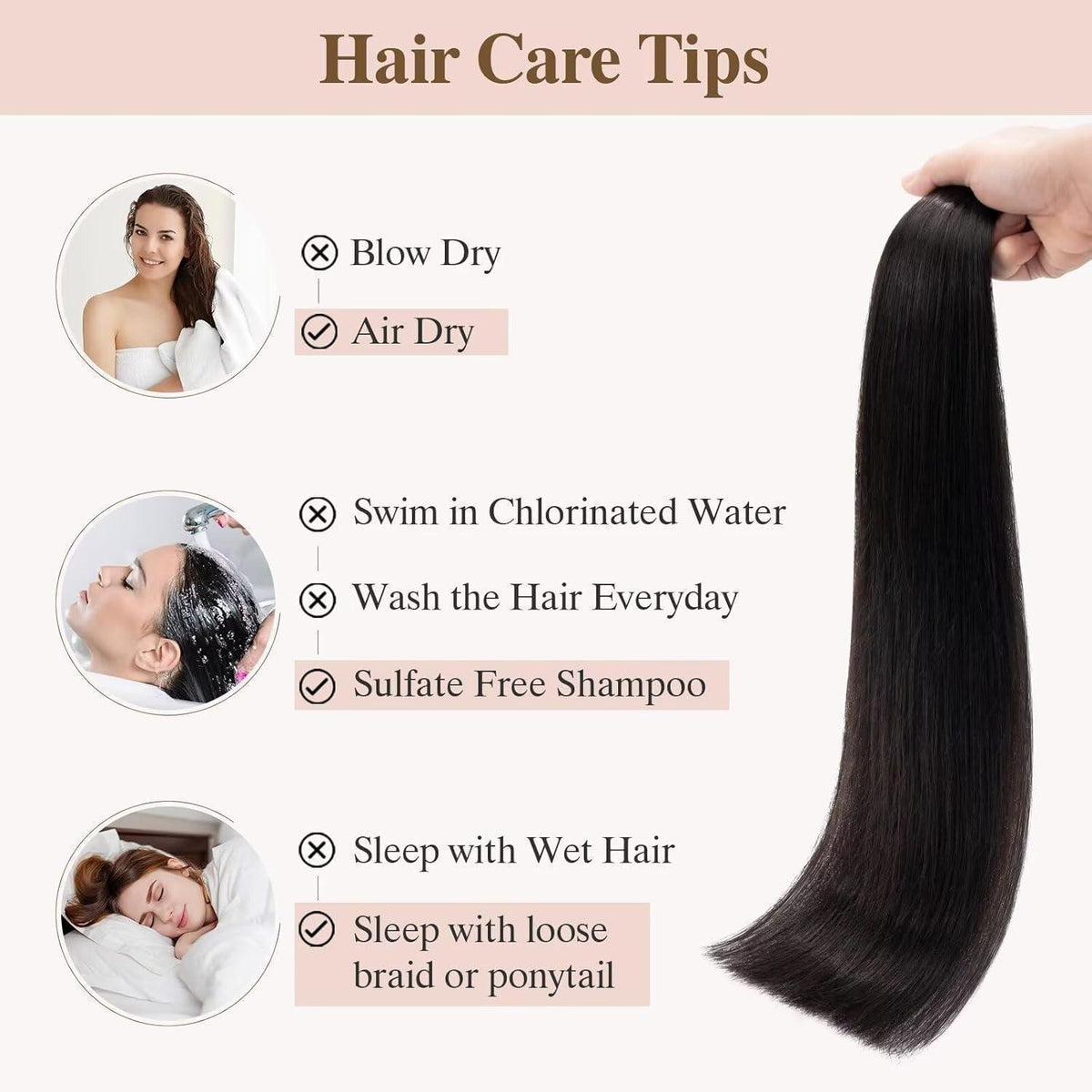 Echthaar Tape Extensions Schwarz 55 cm - 40 Stück Remy