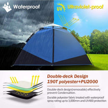 Wasserdichtes Campingzelt für 3-4 Personen Blau