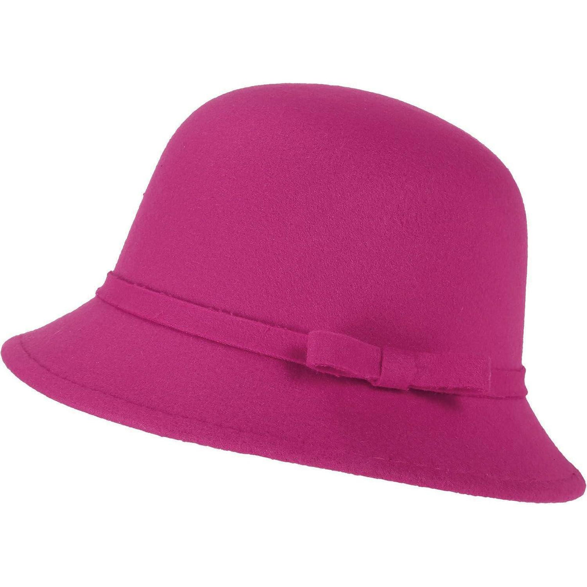 Damen Filz Eimerhut Rosa mit Schleife, verstellbar 56-58cm
