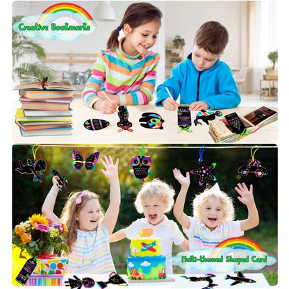 Kratzbilder für Kinder, Bastelset Regenbogen Kratzpapier