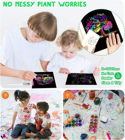 Kratzbilder für Kinder, Bastelset Regenbogen Kratzpapier