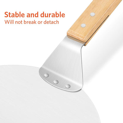 Pizzaschieber Metall Holzgriff Edelstahl Tablett 10 Zoll