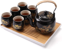 Japanisches Teeservice schwarzes Porzellan Teekanne Set