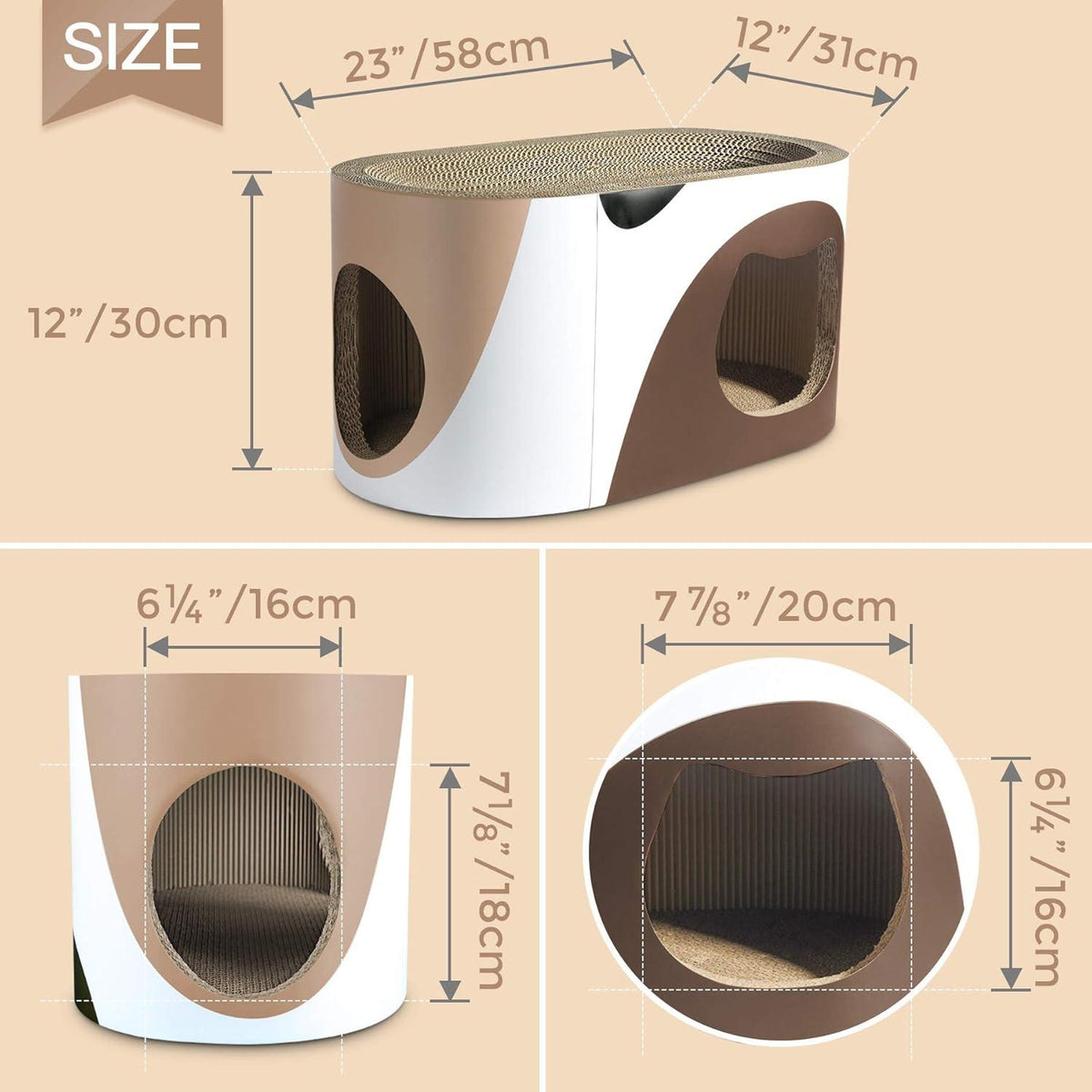 Kratzpappe Katze 58x31x30 cm Ovale Kratzmatte Spielzeug