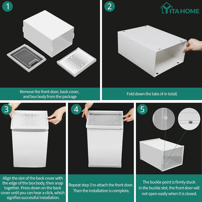 Schuhboxen Set stapelbar stabil transparent Belüftungslöchern Größe 46