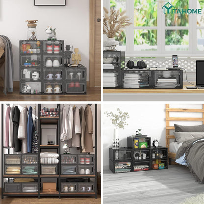 YITAHOME Schuhboxen 6er Set stapelbar stabil transparent