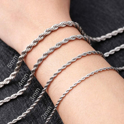 Herren Damen Halskette Edelstahl Verdrehte Kette 3mm Silber 80cm