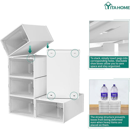 YITAHOME 12er Set Schuhboxen stapelbar für Schuhe bis Größe