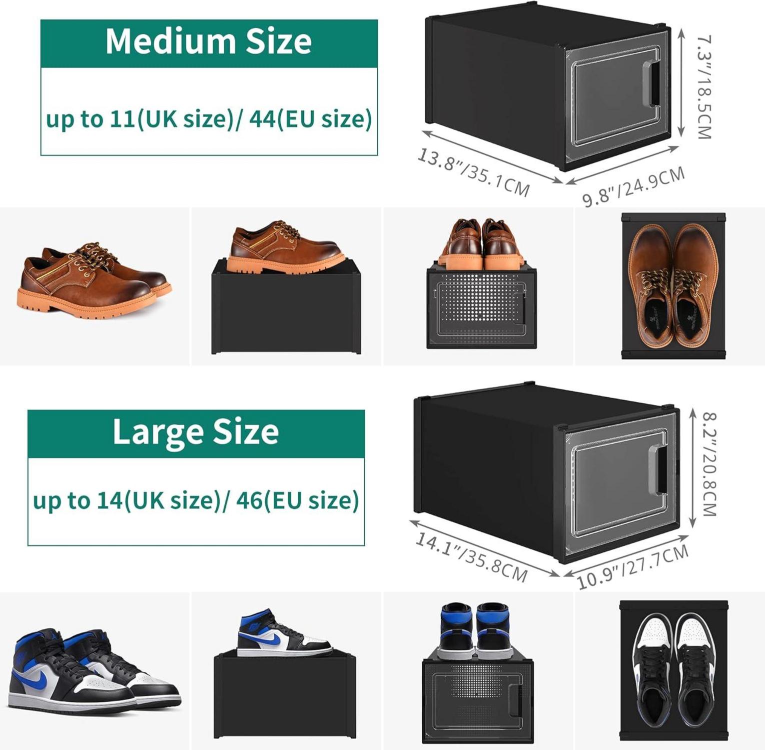 YITAHOME 12er Set Schuhboxen stapelbar für Schuhe bis Größe