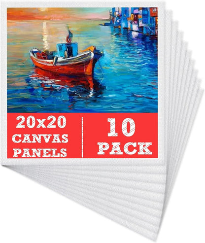 Leinwand zum Bemalen Set 100% Baumwolle 20x20cm (10er Pack) Acryl