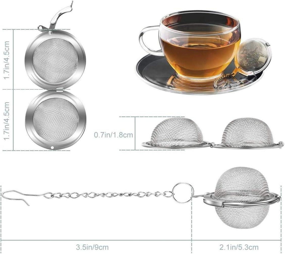 Teesieb 5.5cm Kette 304 Edelstahl Teefilter losen Tee & Gewürze