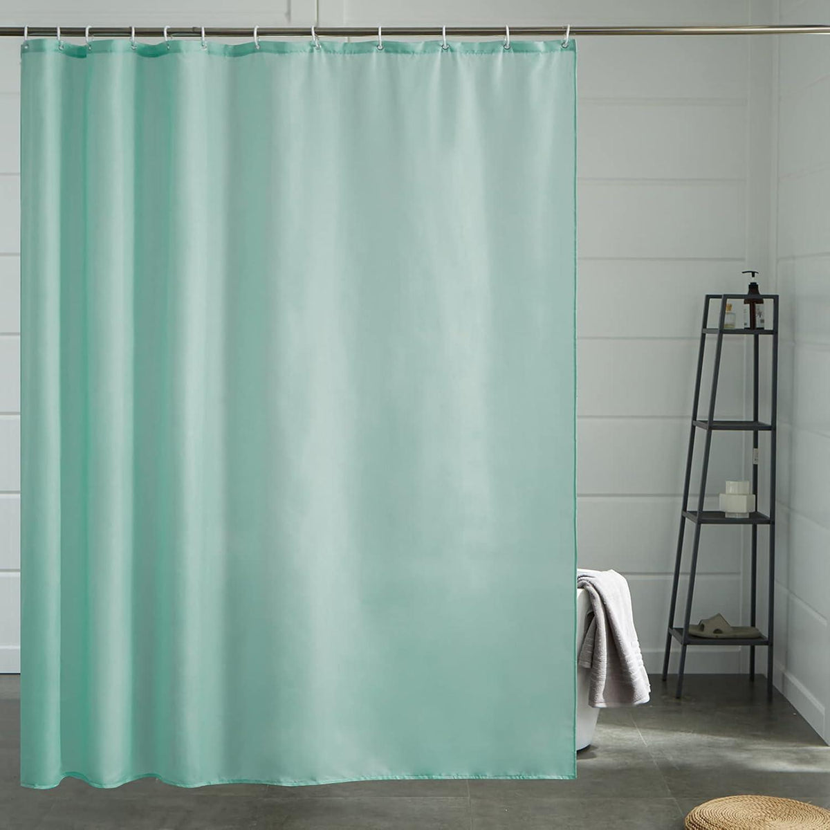Duschvorhang Textil Minzgrün Überlänge 200x200cm Waschbar