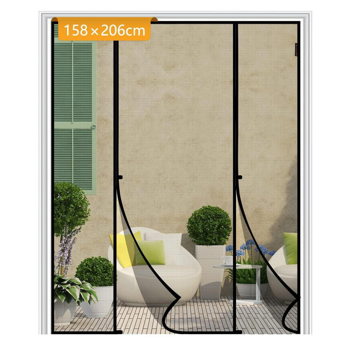 Fliegengitter Tür Magnetisch 158x206cm – Insektenschutz Doppeltür