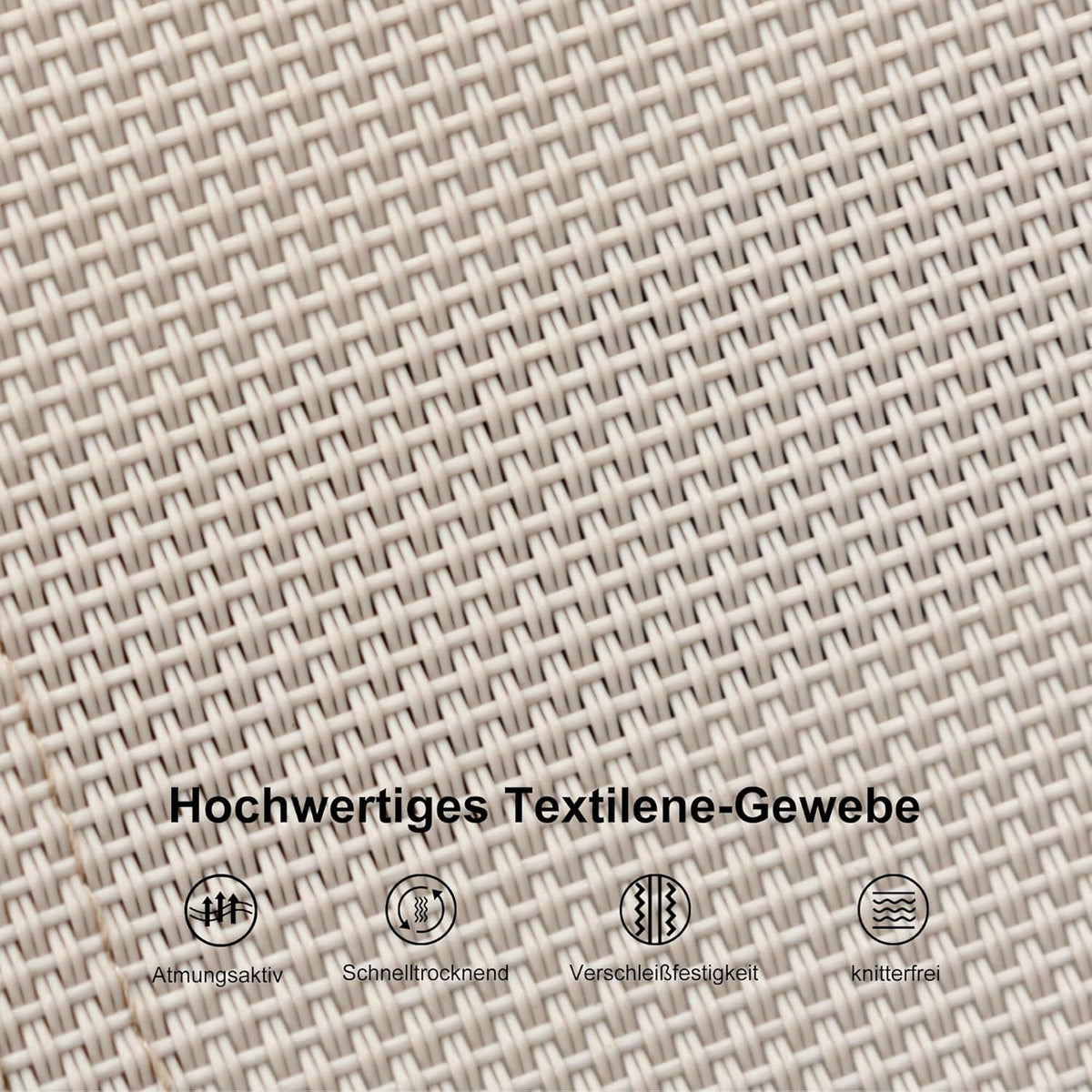 Aluminium Sonnenliege Set mit Beistelltisch und Kopfkissen, Wetterfest, 4-Fach Verstellbar, Stapelbar, Beige