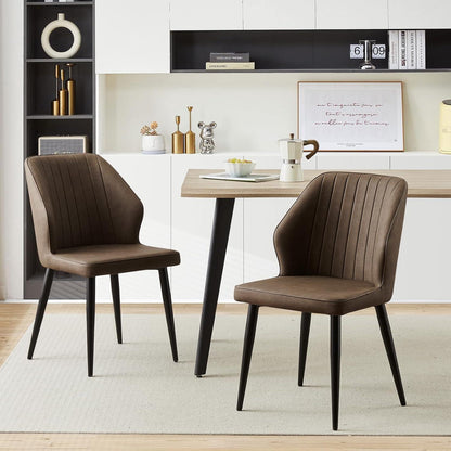 Esszimmerstühle Set 4er Braun – Bequeme Polsterstühle in Lederoptik