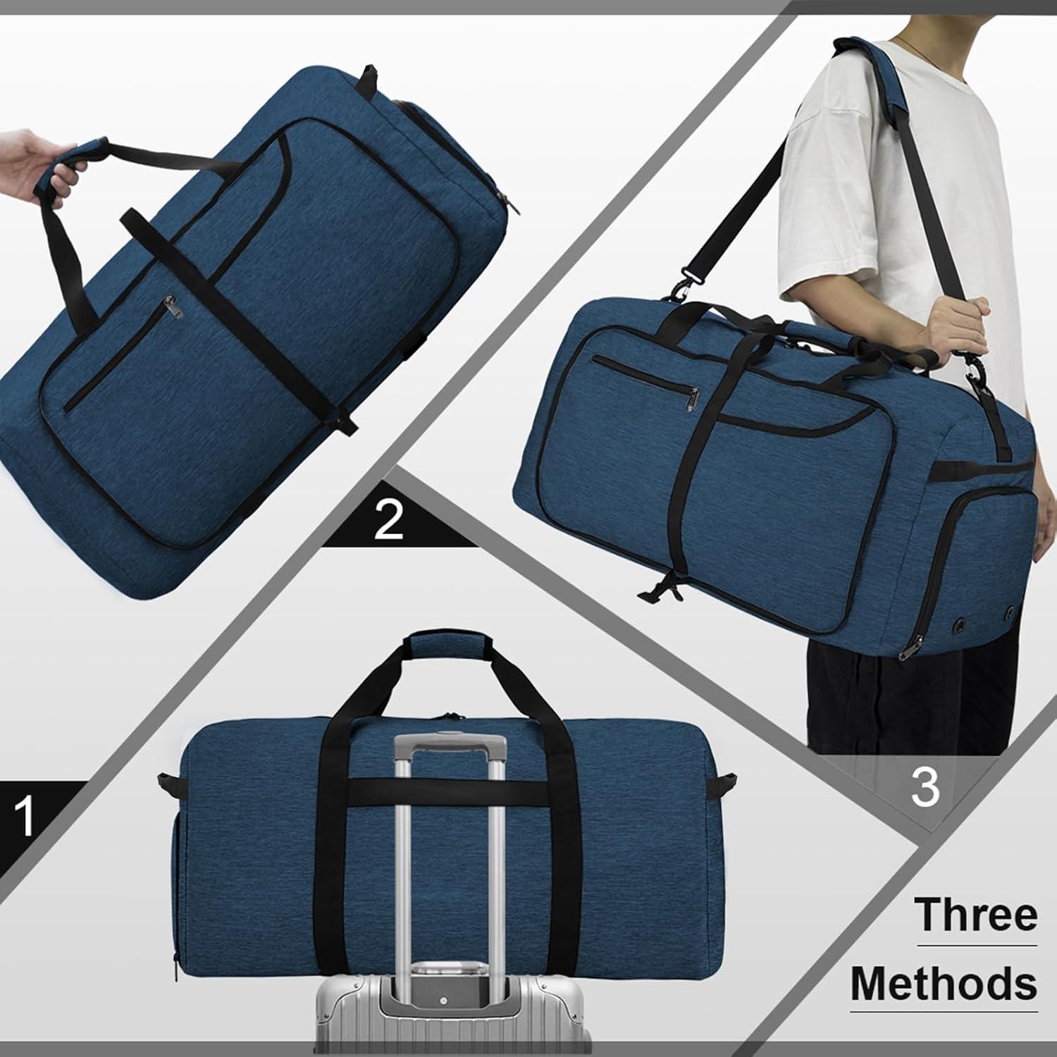 NEWHEY Faltbare Reisetasche 100L Sporttasche Weekender Schwarz