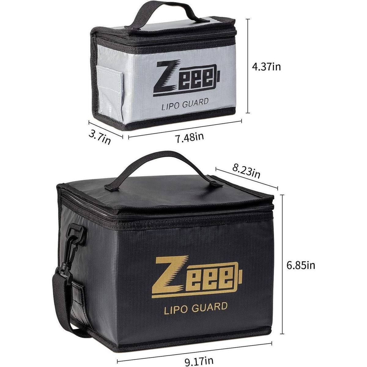 Feuerfeste Lipo-Akku Tasche – Set (Schwarz & Silber)