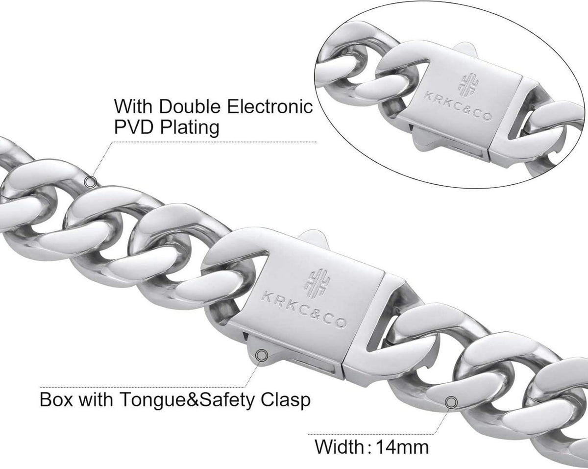 Cuban Link Chain Edelstahl Panzerkette Gold 14mm 66cm_SIGNATURE