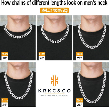 Herren Panzerkette 14mm Gold Cuban Link Chain 66cm Silber Hip Hop