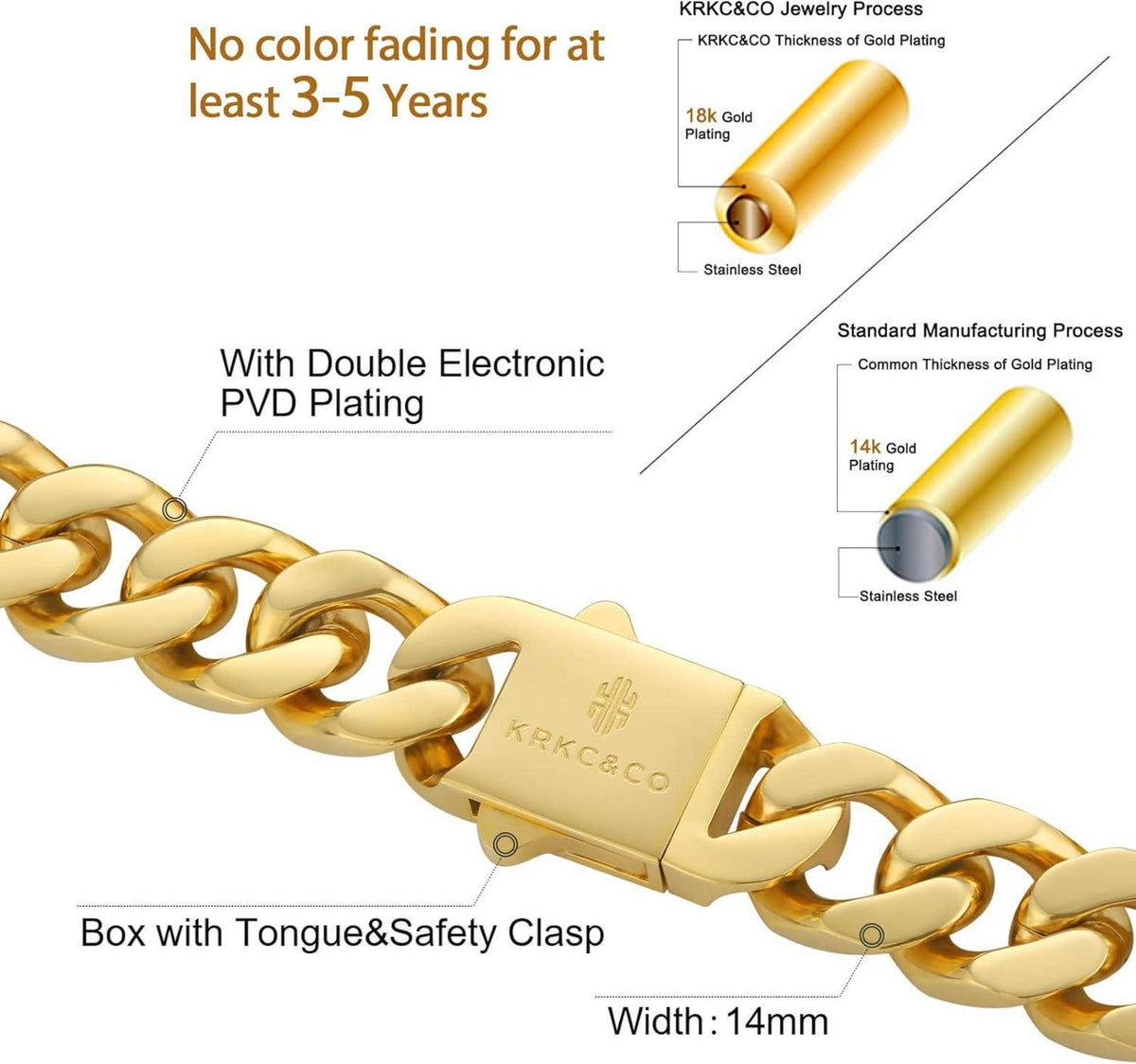 Panzerkette 18K Gold Cuban Link Chain Edelstahl Hip Hop Kette
