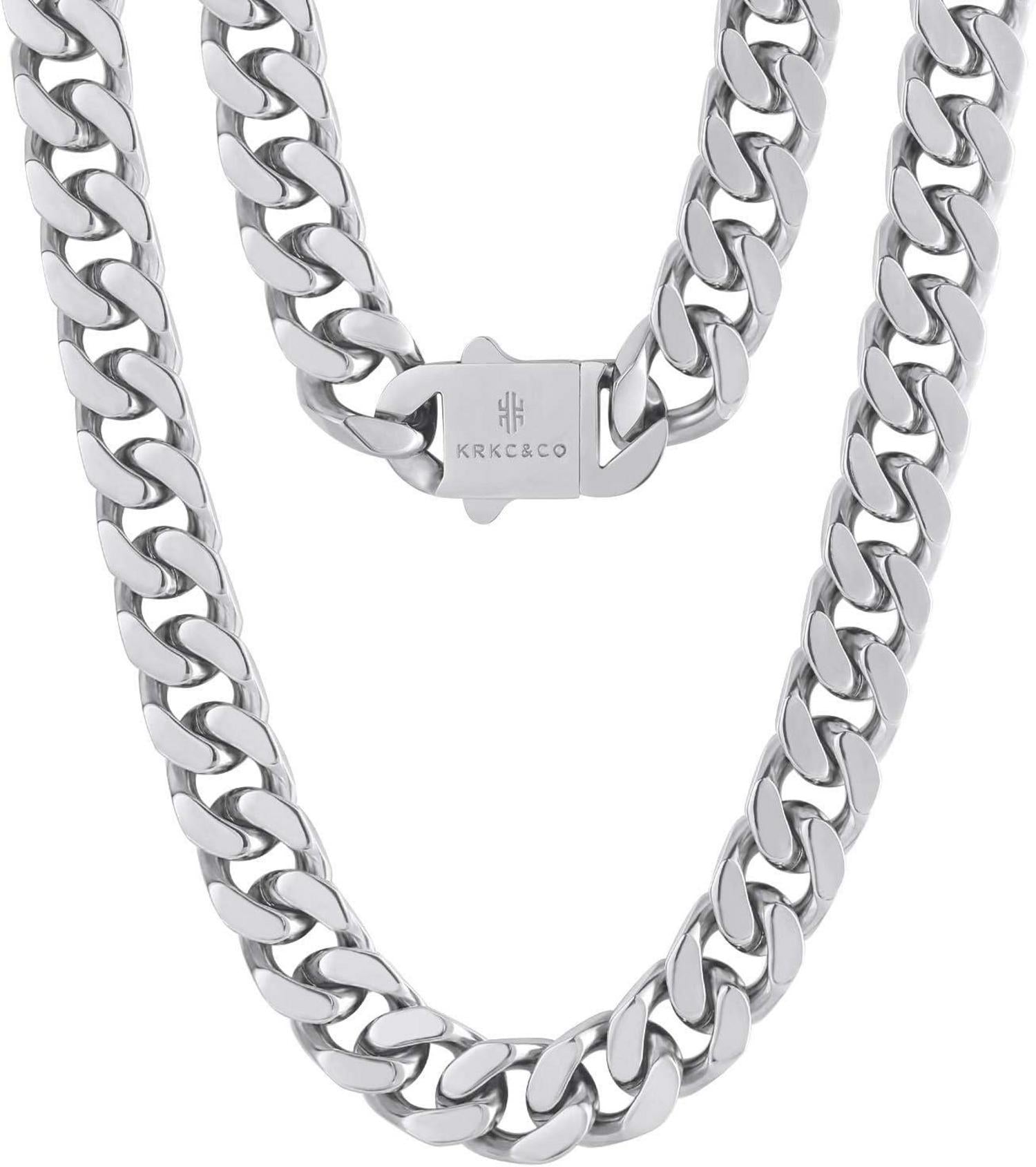 KRKC&CO Panzerkette Herren 18K Gold/Weißgold Cuban Link Chain