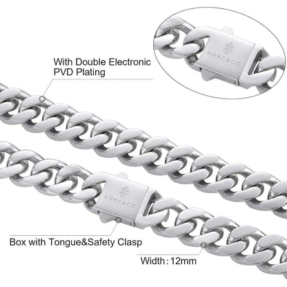 Herren Panzerkette 18K Gold Cuban Link Chain 12mm 66cm