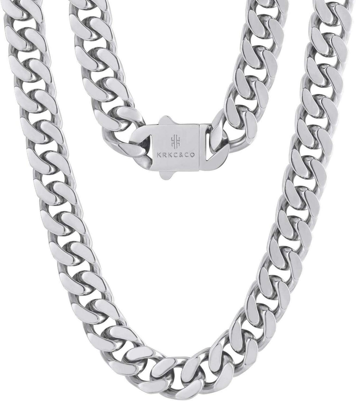 Panzerkette Cuban Link Chain 18K Gold/Weißgold plattiert Edelstahl