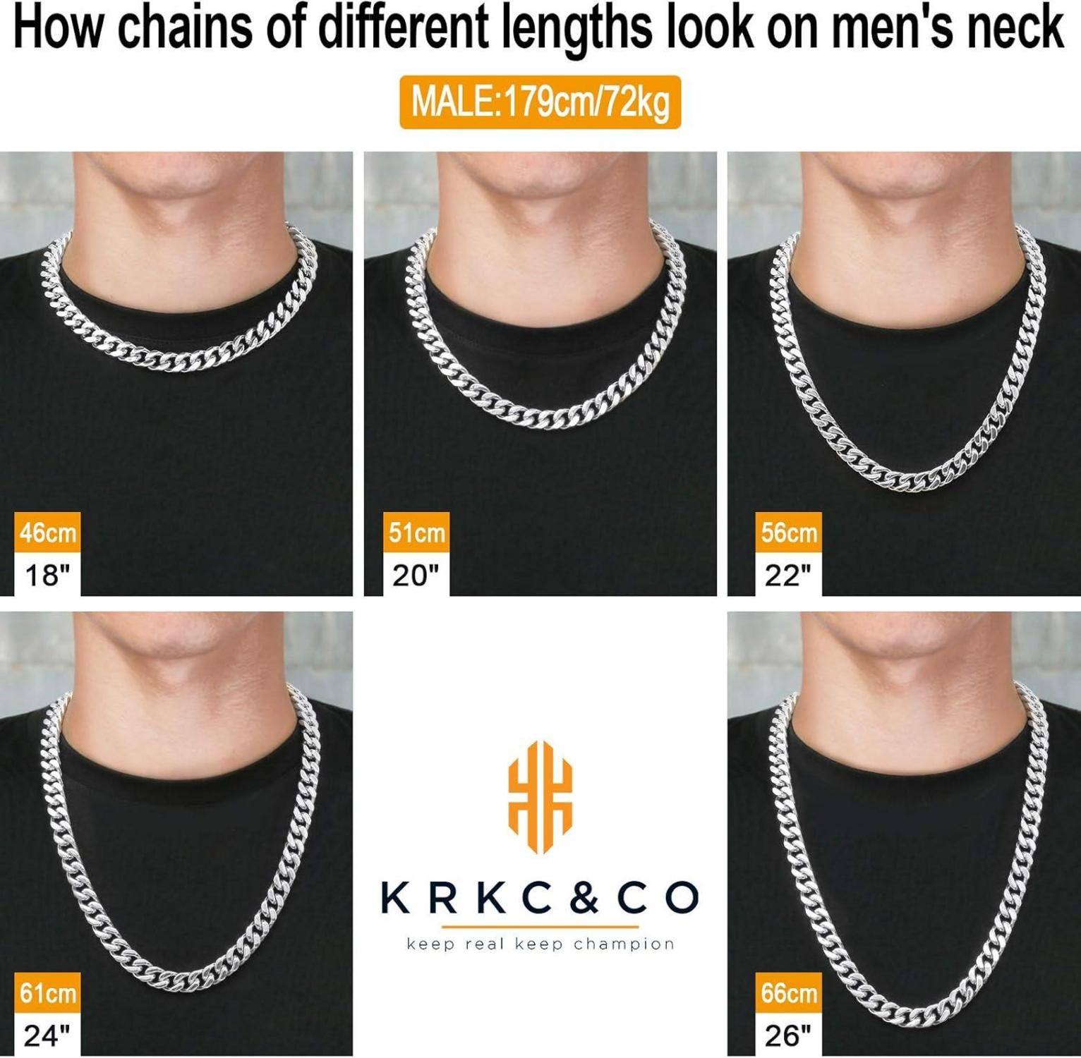Herren Panzerkette 14mm Gold Cuban Link Chain 66cm Silber