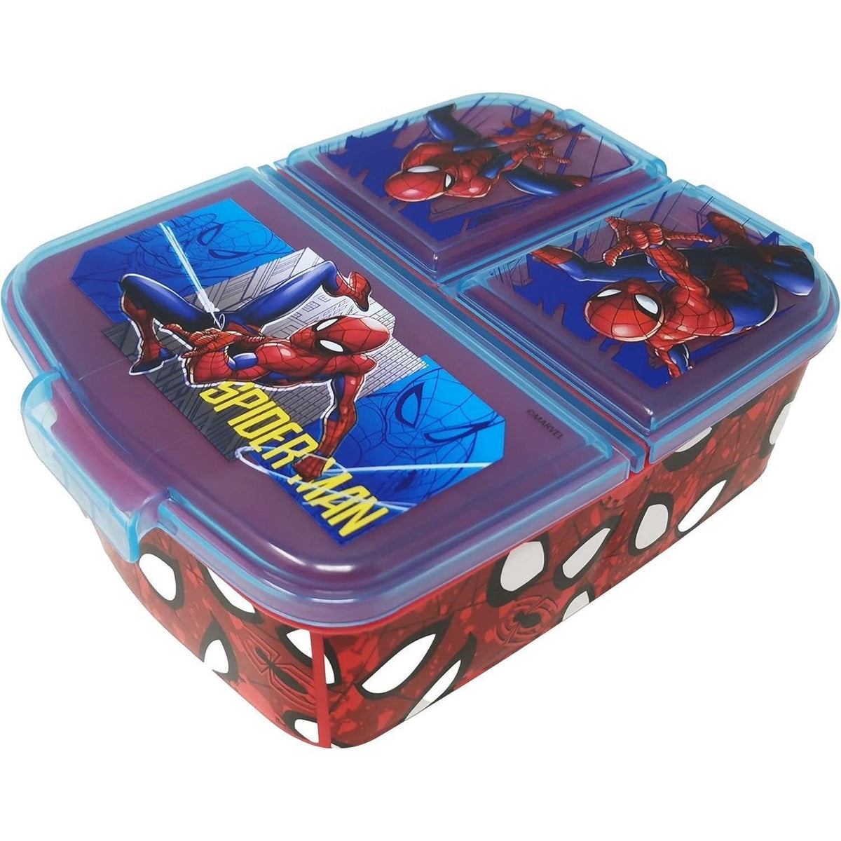 Kinder Brotdose mit 3 Fächern, BPA frei, Spiderman Motiv