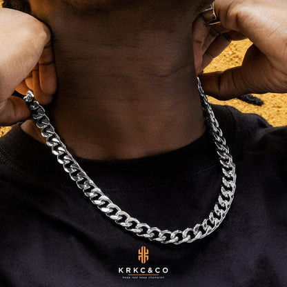 Panzerkette Herren 12mm 18K Gold Plattierte Cuban Link Chain