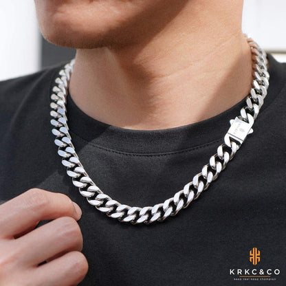 Panzerkette Herren 12mm 18K Gold Plattierte Cuban Link Chain