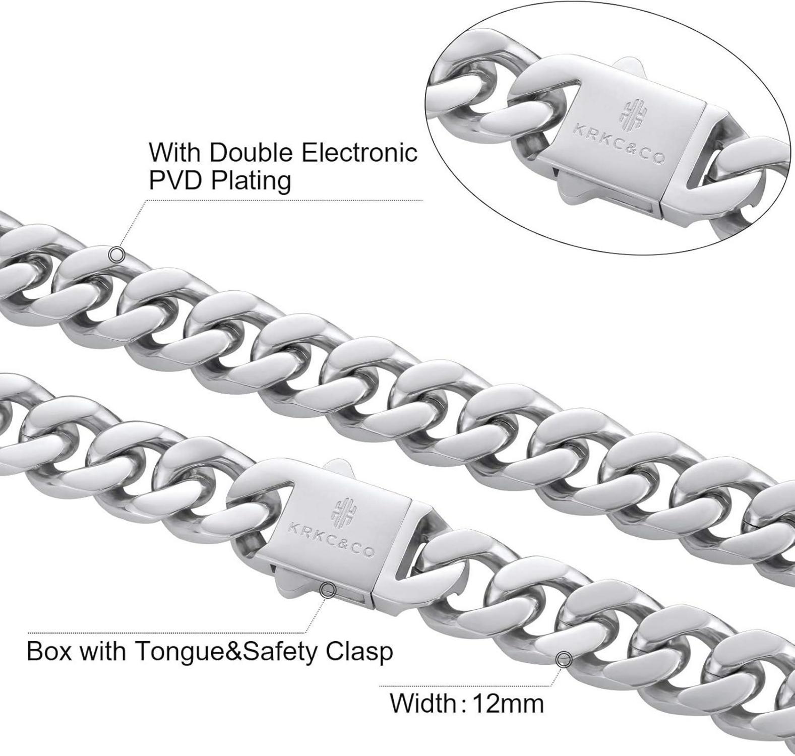 Panzerkette Herren 8/12/14mm Gold Cuban Link Chain - Edelstahl Hip Hop