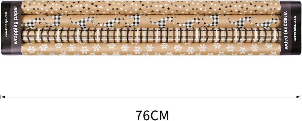 RUSPEPA Weihnachtspapier Kraftpapier Hirsch Schneeflocken 4 Rollen