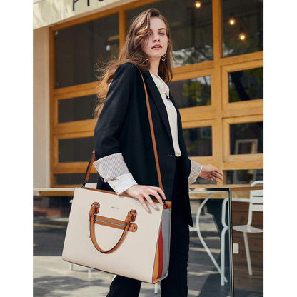 Damen Leder Aktentasche für 15.6 Zoll Laptop, Schultertasche Arbeit & Business