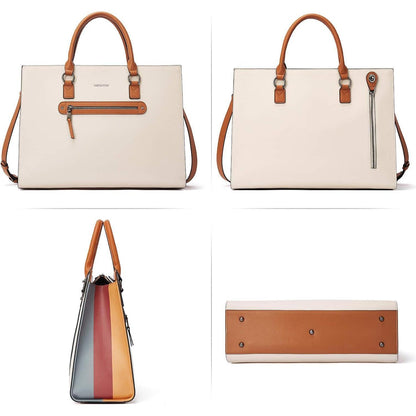 Damen Leder Aktentasche für 15.6 Zoll Laptop, Schultertasche Arbeit & Business