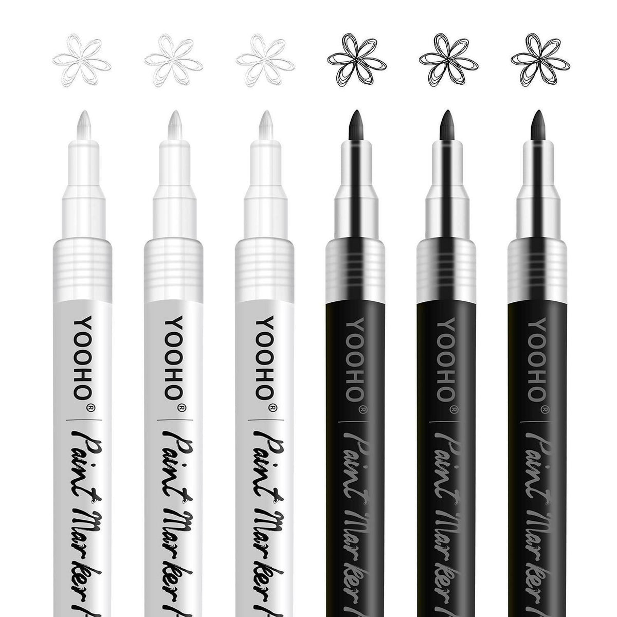 Acryl Marker Stifte Set - Weiß & Schwarz, 0.7mm Feinsitzer