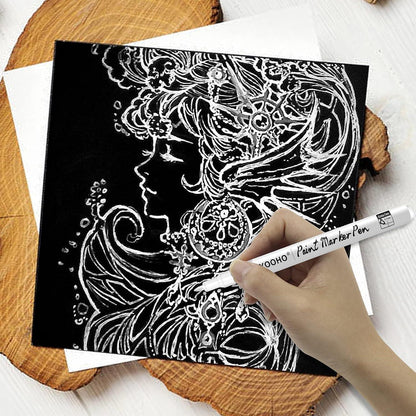 Acryl Marker Stifte Set - Weiß & Schwarz, 0.7mm Feinsitzer