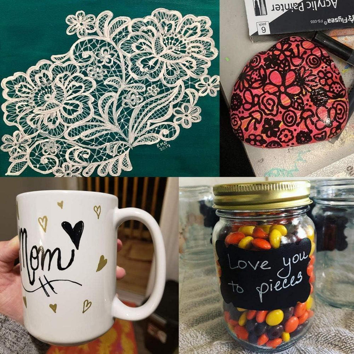 Acryl Marker Stifte Set - Weiß & Schwarz, 0.7mm Feinsitzer