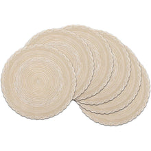 6er Set Runde Platzsets Baumwolle Tischmatten Beige