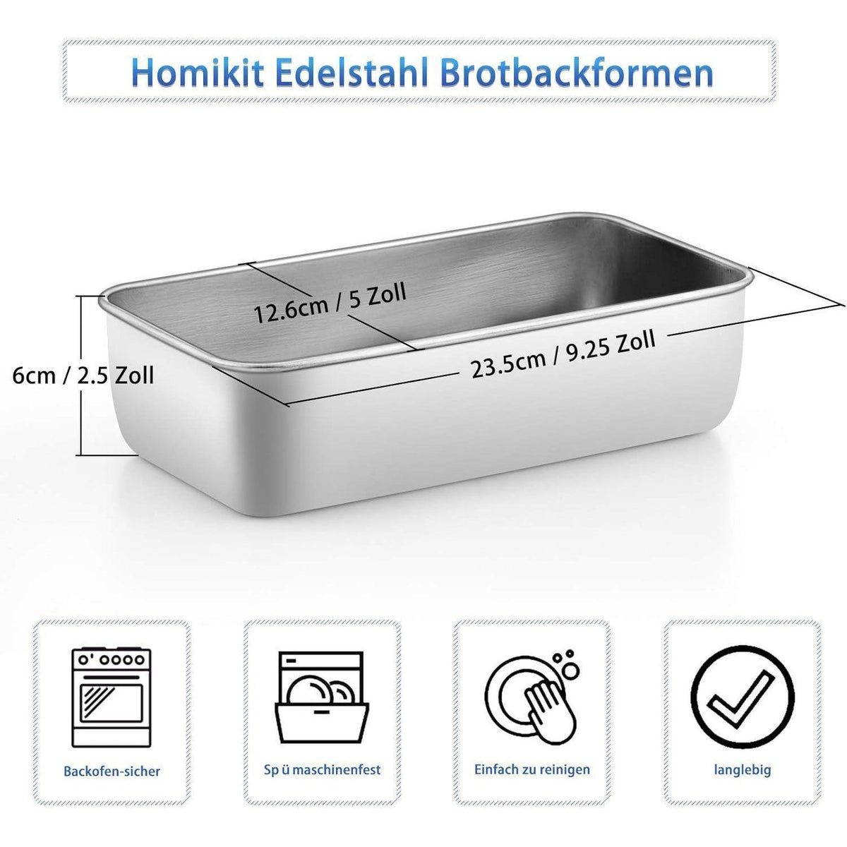 Kastenform 3er Set Edelstahl Brotbackform Königskuchenform Toastform