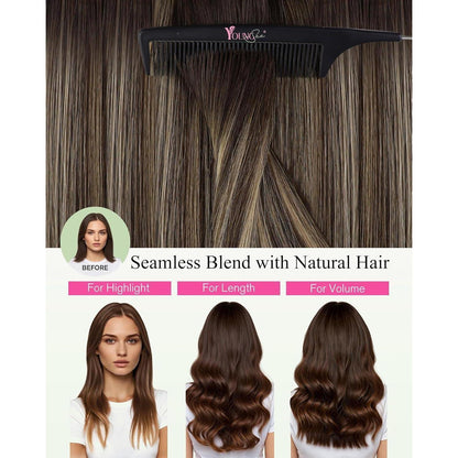 Echthaar Tape Extensions Ombre Braun Blond 50cm