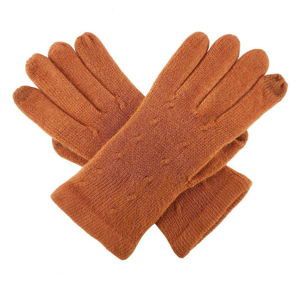 Damen Schal & Handschuh Set Ultraweich Zopfmuster Orange Touchscreen
