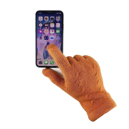 Damen Schal & Handschuh Set Ultraweich Zopfmuster Orange Touchscreen
