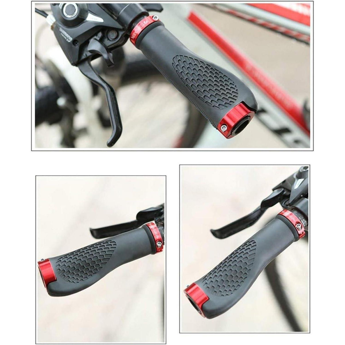 Ergonomische Fahrradgriffe mit Schraubenden – Rot